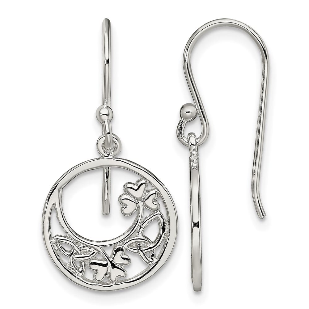 Sterling Silver Circle Clover/Celtic Knot Dangle Earrings, view 1 of 4
