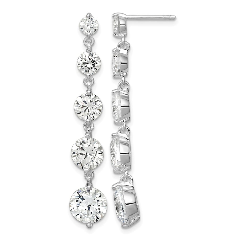 Sterling Silver Clear CZ Journey Dangle Post Earrings, view 1 of 4