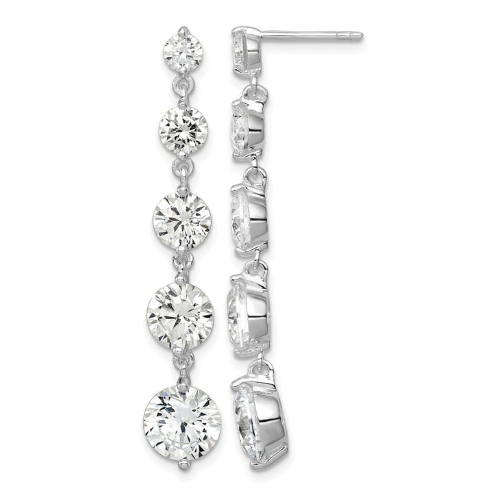 Sterling Silver Clear CZ Journey Dangle Post Earrings, view 1 of 4