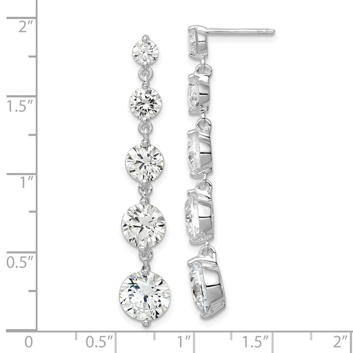 Sterling Silver Clear CZ Journey Dangle Post Earrings, view 4 of 4