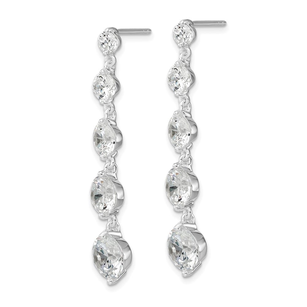 Sterling Silver Clear CZ Journey Dangle Post Earrings, view 2 of 4