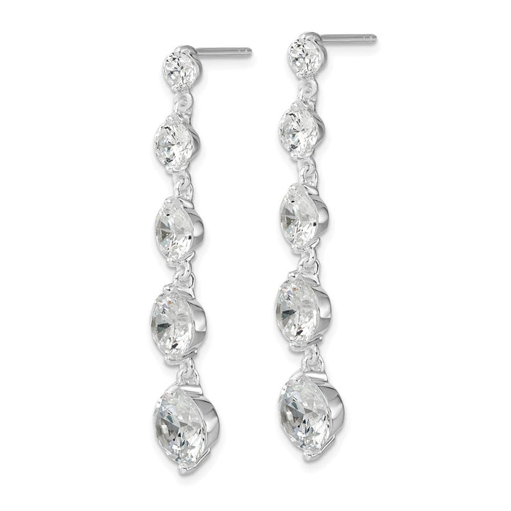 Sterling Silver Clear CZ Journey Dangle Post Earrings, view 2 of 4