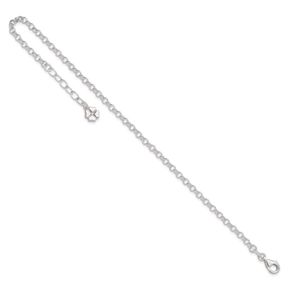 Sterling Silver Clover Dangle Anklet