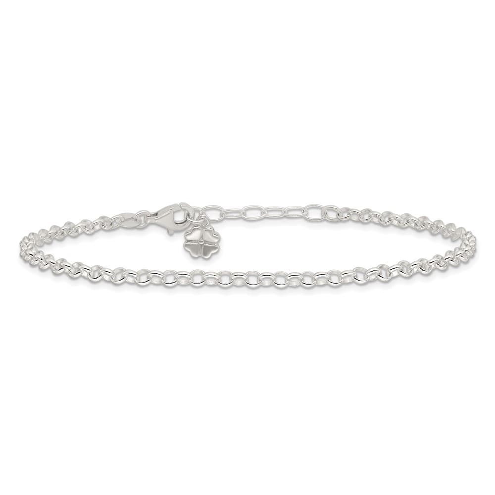 Sterling Silver Clover Dangle Anklet
