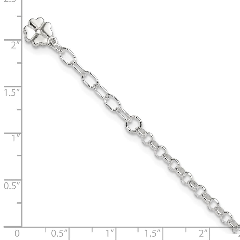 Sterling Silver Clover Dangle Anklet