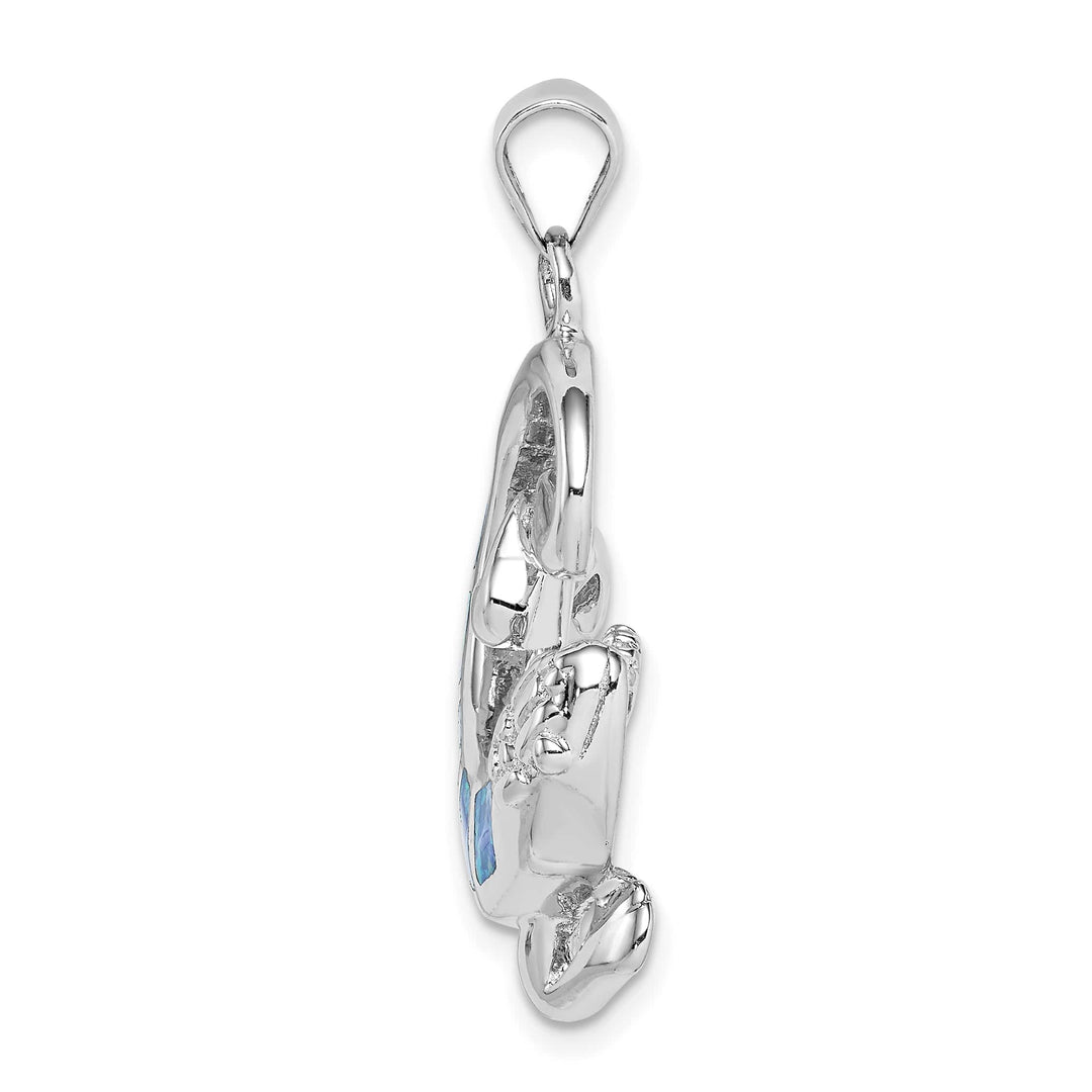 Sterling Silver Created Blue Opal Gecko Pendant