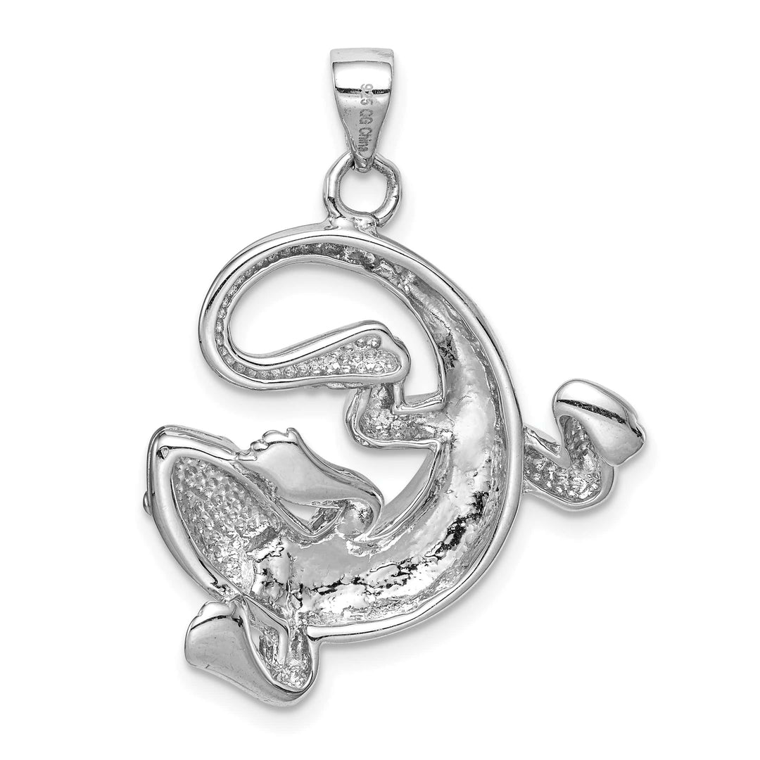 Sterling Silver Created Blue Opal Gecko Pendant