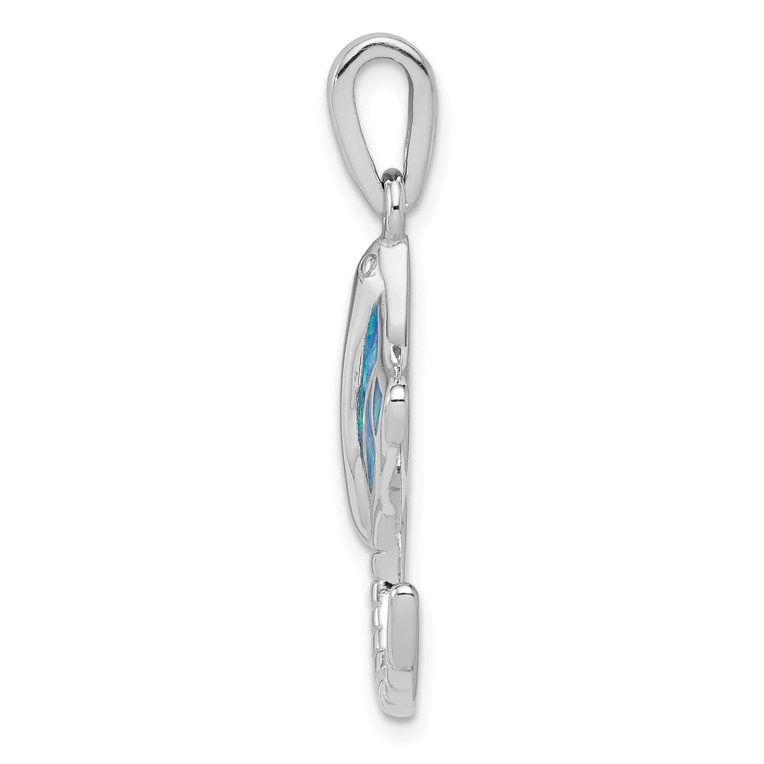 Sterling Silver Created Blue Opal Stingray Pendant