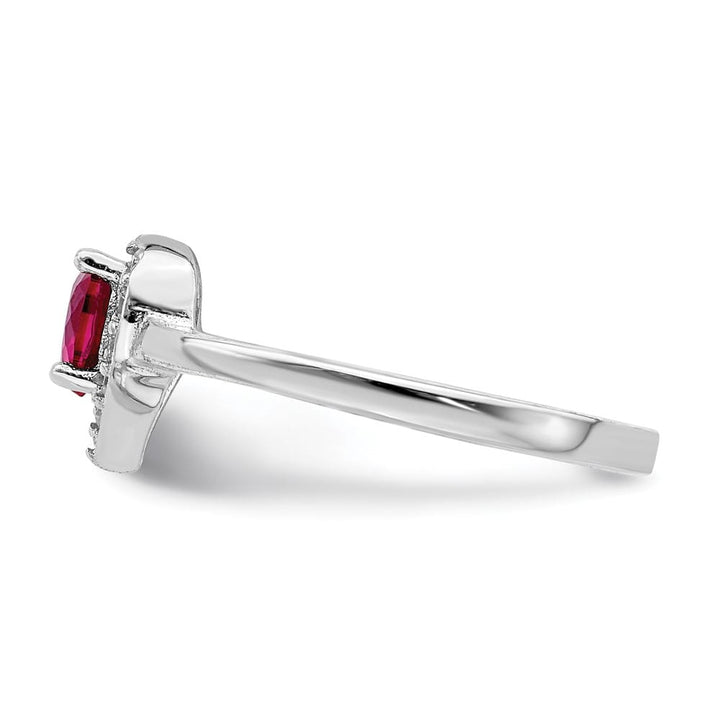 Sterling Silver Created Corundum & CZ Heart Ring