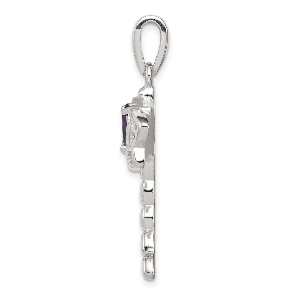 Sterling Silver Created Opal Dragonfly Amethyst Pendant