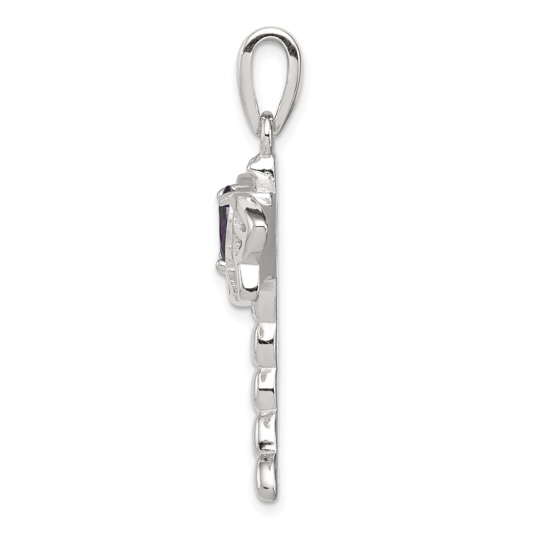 Sterling Silver Created Opal Dragonfly Amethyst Pendant