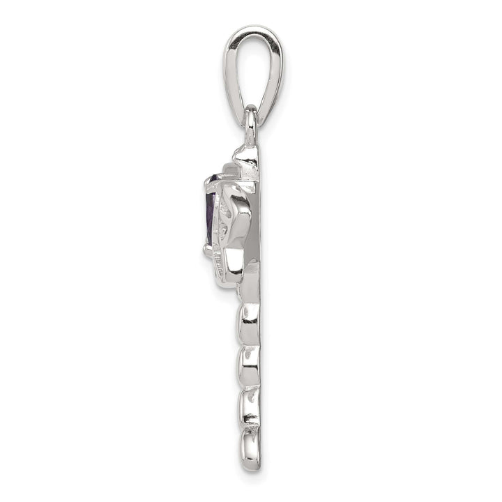 Sterling Silver Created Opal Dragonfly Amethyst Pendant