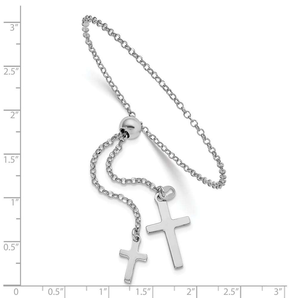 Sterling Silver Cross Adjustable 5 to 8.75 Inch Bracelet