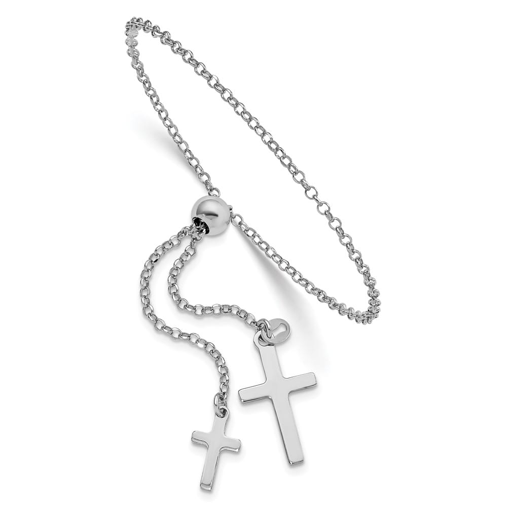 Sterling Silver Cross Adjustable 5 to 8.75 Inch Bracelet