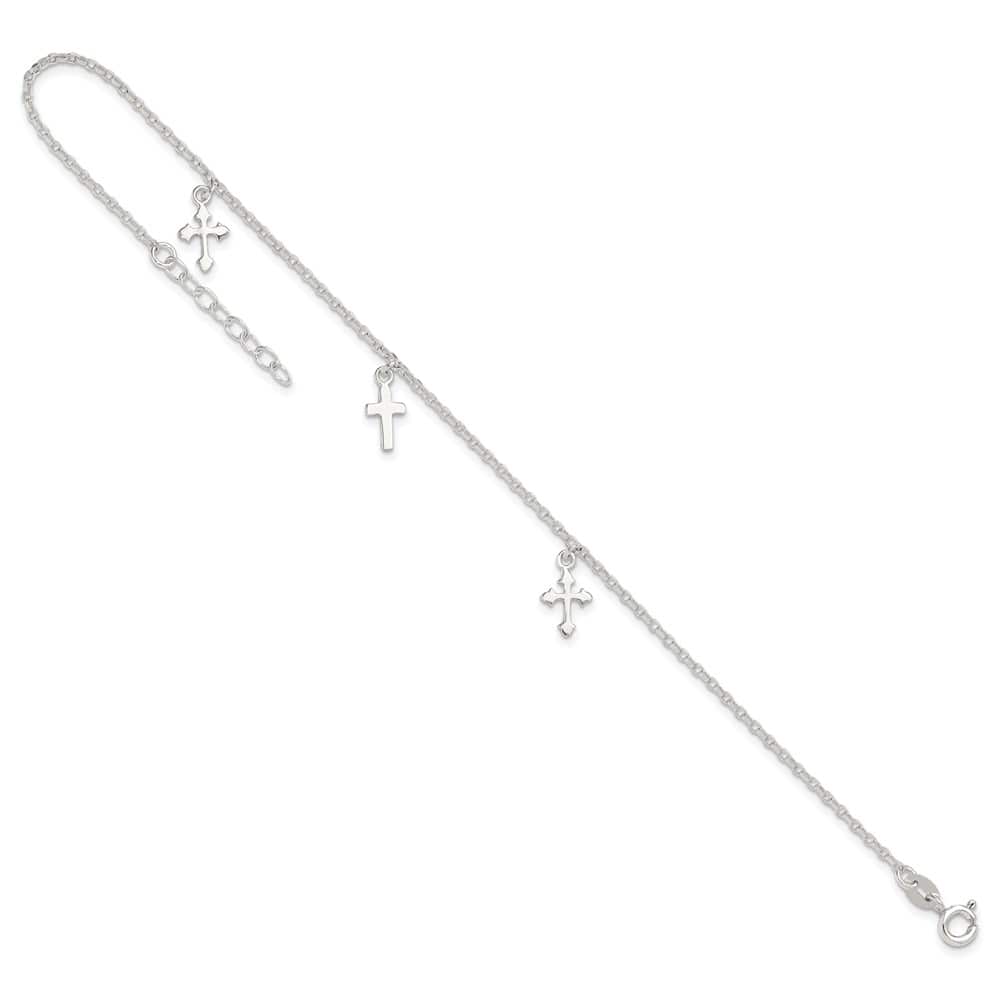 Sterling Silver Cross Charms Anklet