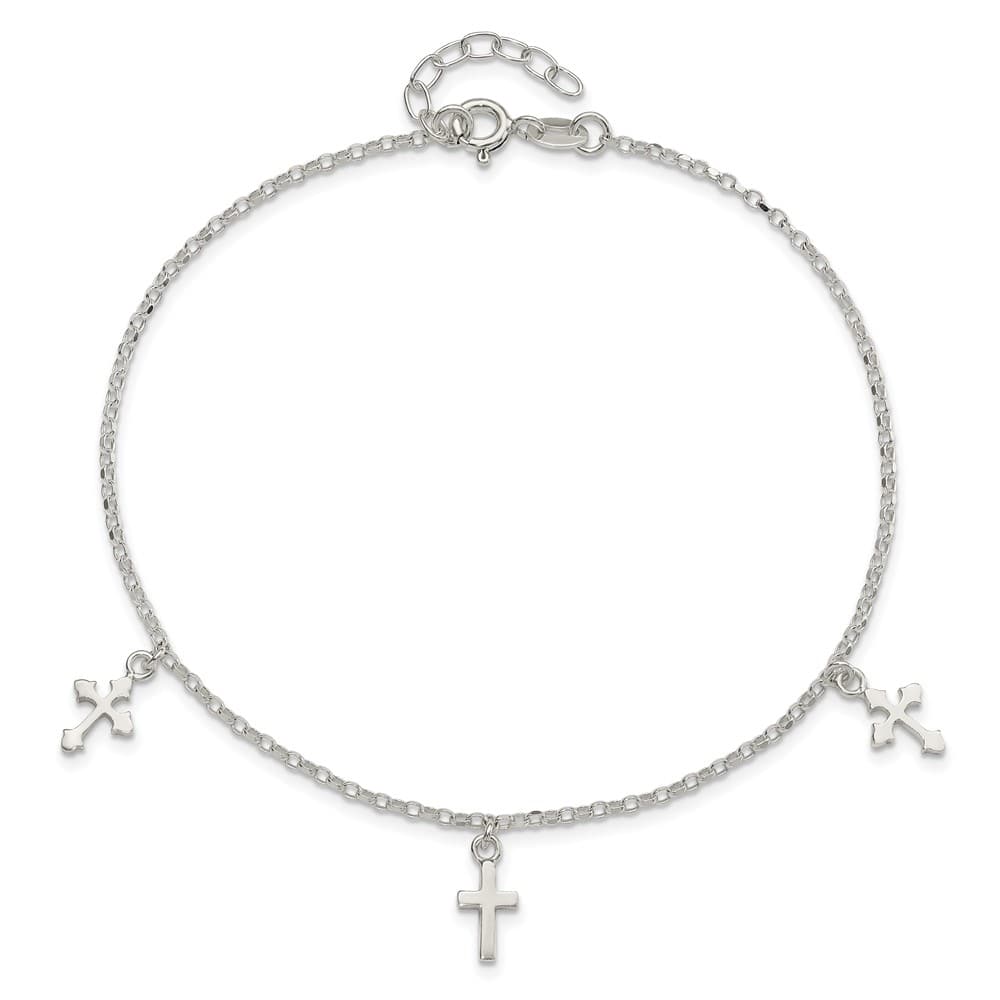 Sterling Silver Cross Charms Anklet
