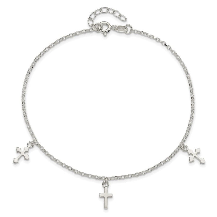 Sterling Silver Cross Charms Anklet