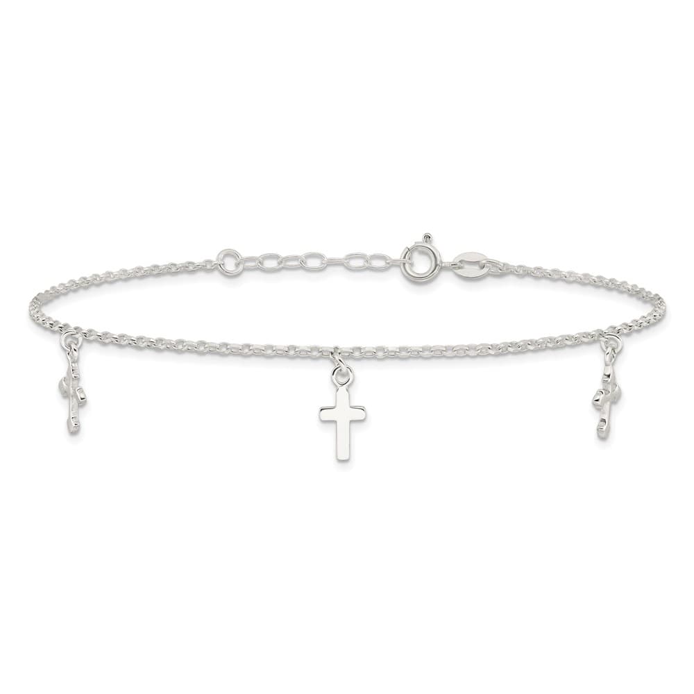 Sterling Silver Cross Charms Anklet