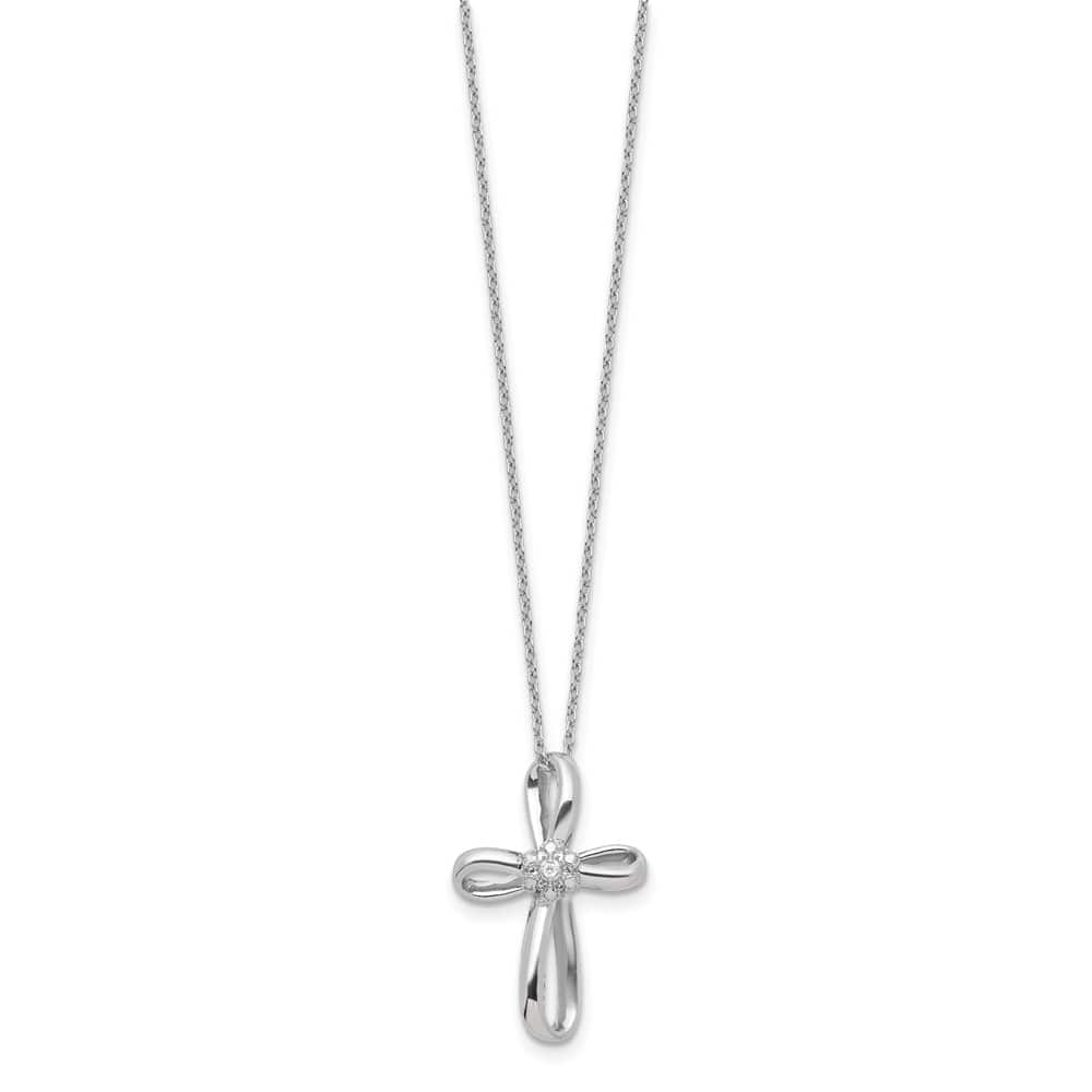 Sterling Silver Cross Diamond Necklace