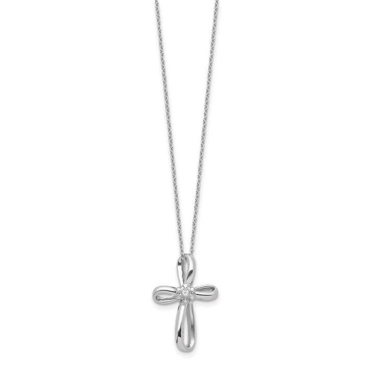 Sterling Silver Cross Diamond Necklace
