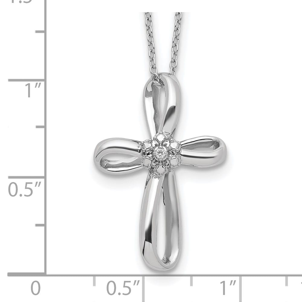 Sterling Silver Cross Diamond Necklace