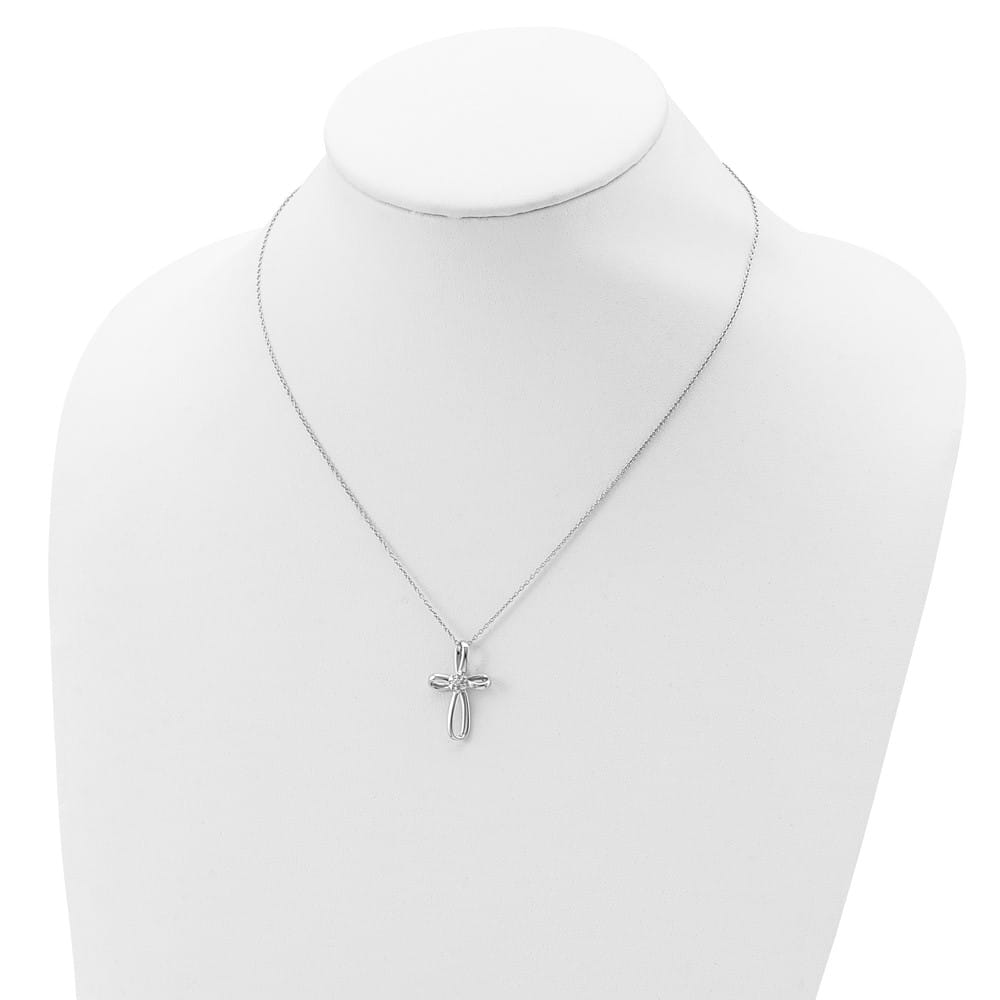 Sterling Silver Cross Diamond Necklace