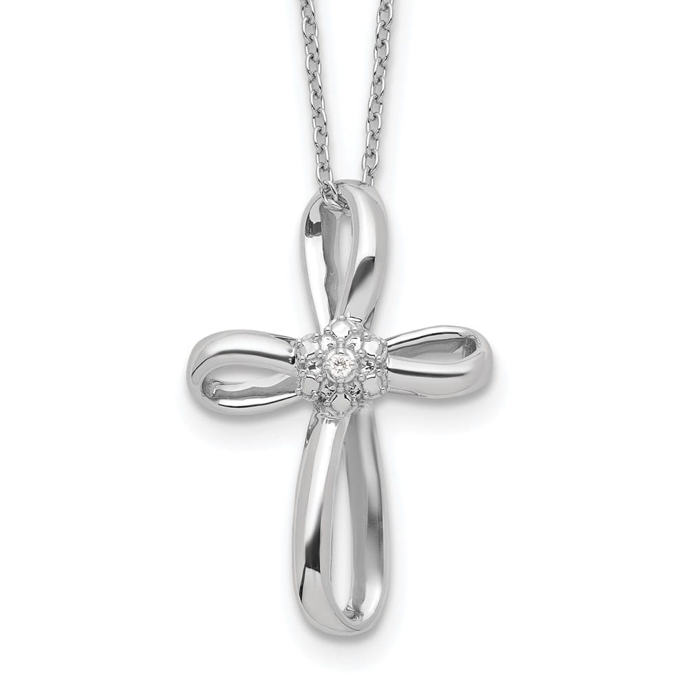 Sterling Silver Cross Diamond Necklace
