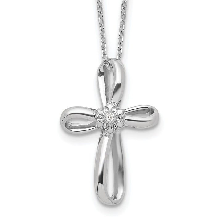 Sterling Silver Cross Diamond Necklace