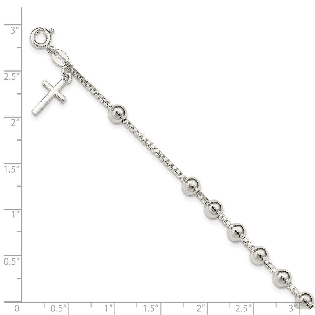 Sterling Silver Cross on Bead Bracelet