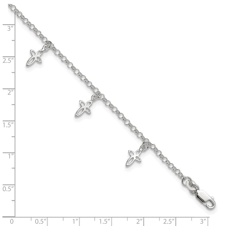 Sterling Silver Cross on Rolo Link Anklet