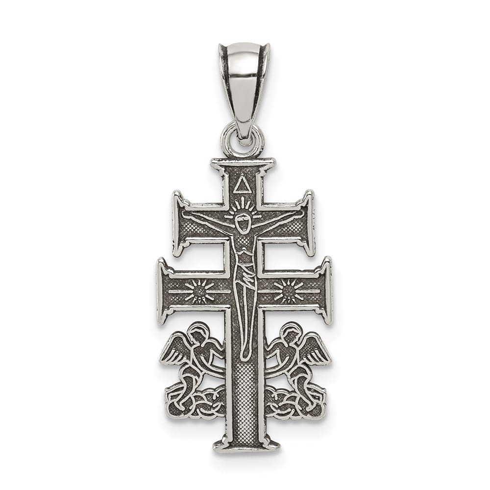 Sterling Silver Cross with Angels Crucifix 20.63 mm x 12.4 mm Pendant