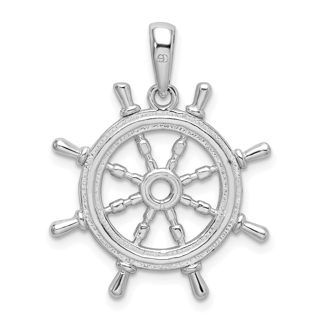 Sterling Silver Cut-Out 3D Ships Wheel Pendant