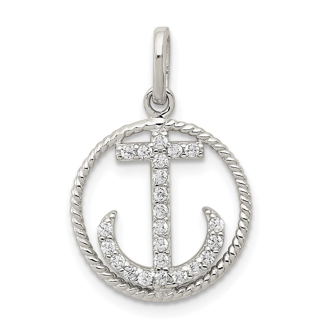 Sterling Silver CZ Anchor Pendant