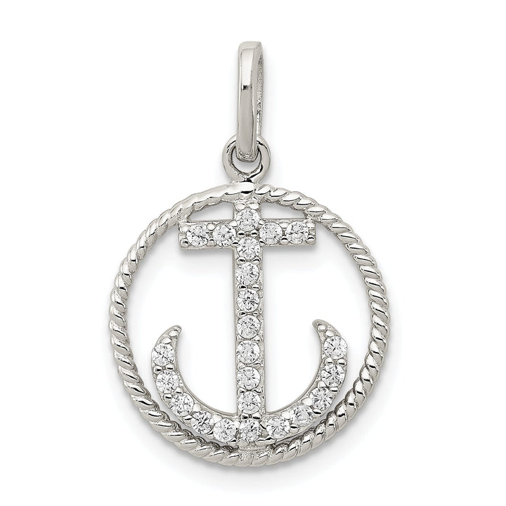 Sterling Silver CZ Anchor Pendant