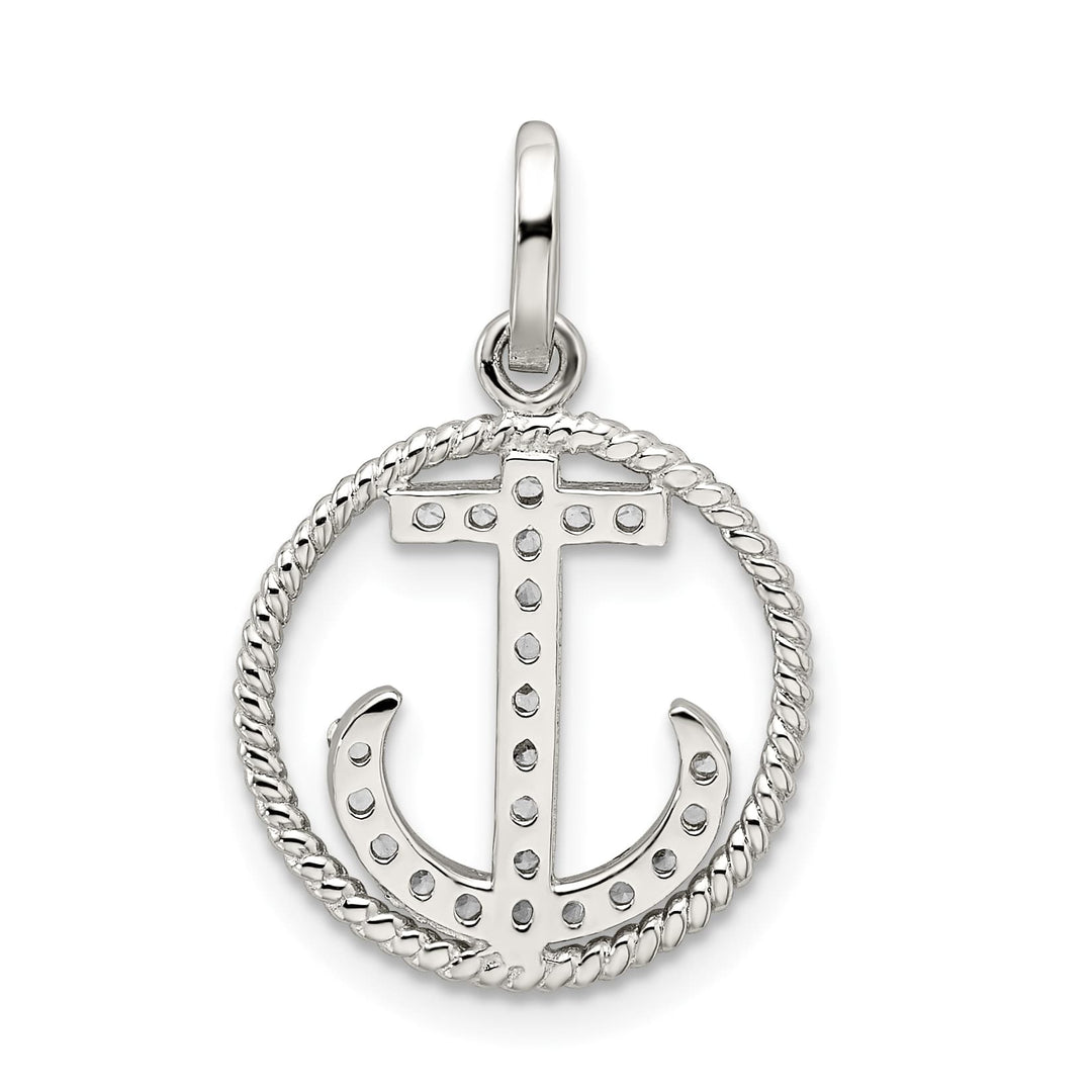 Sterling Silver CZ Anchor Pendant