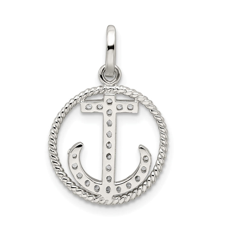 Sterling Silver CZ Anchor Pendant