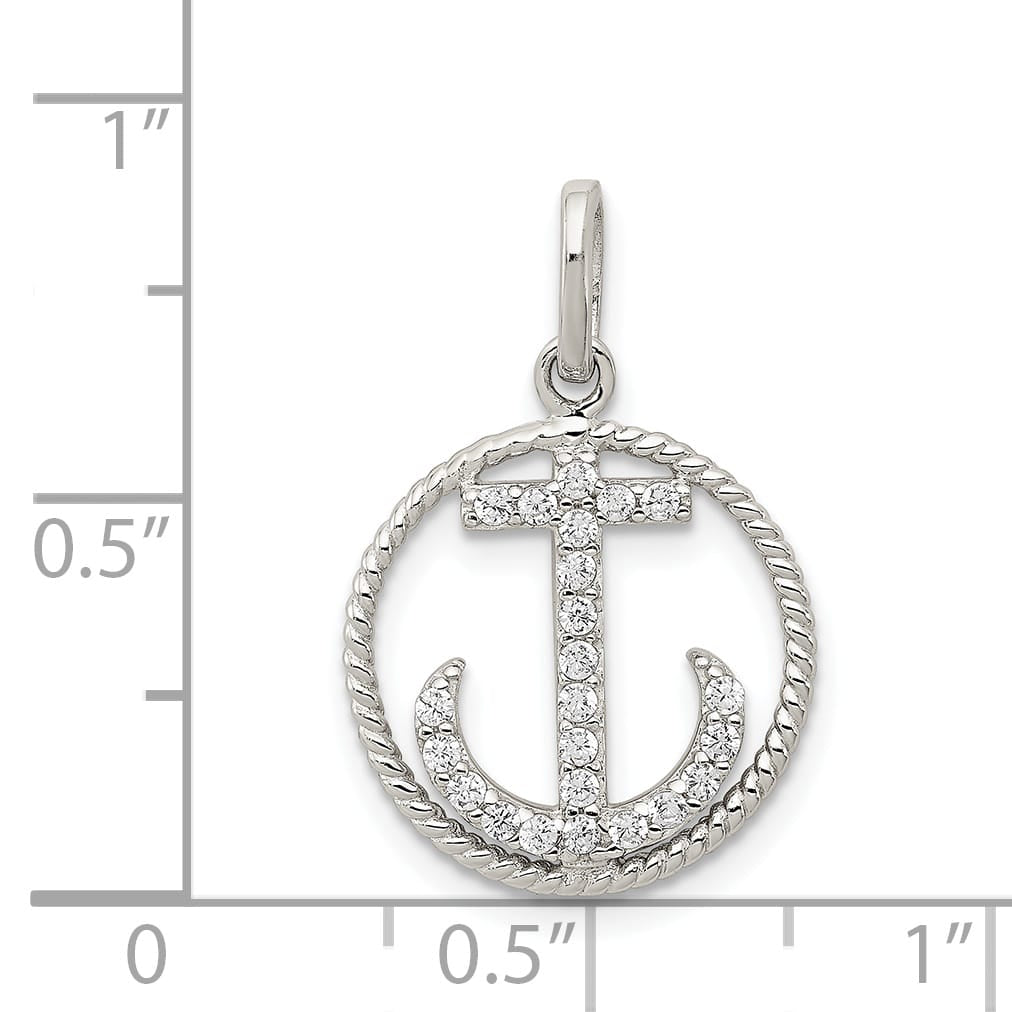 Sterling Silver CZ Anchor Pendant