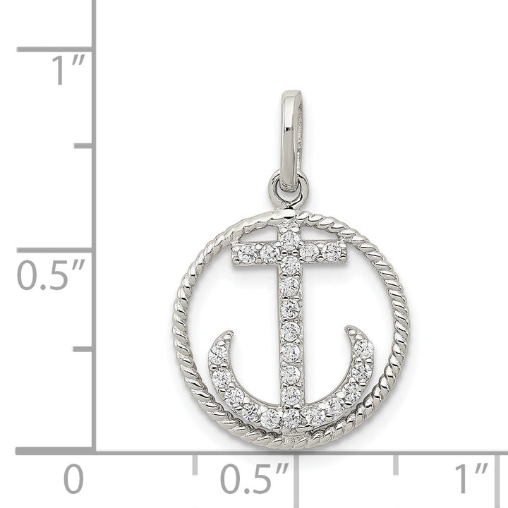 Sterling Silver CZ Anchor Pendant