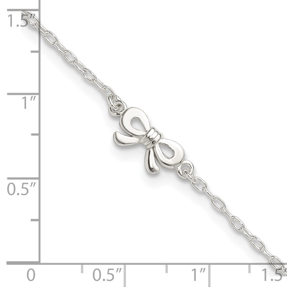 Sterling Silver CZ and Bow Anklet
