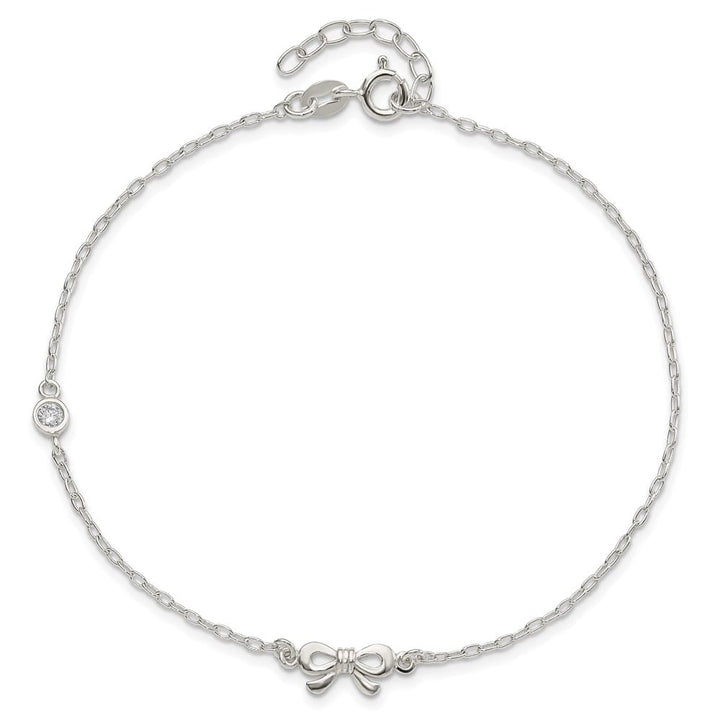 Sterling Silver CZ and Bow Anklet