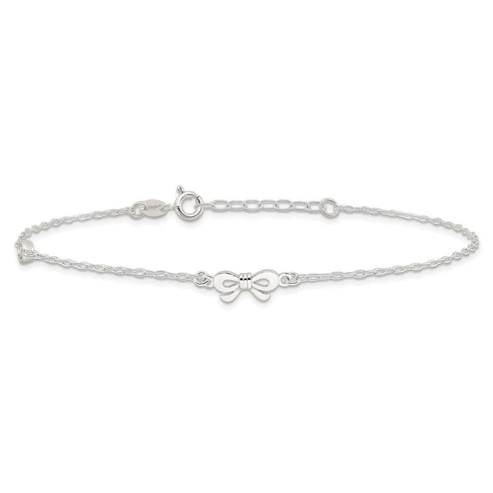 Sterling Silver CZ and Bow Anklet
