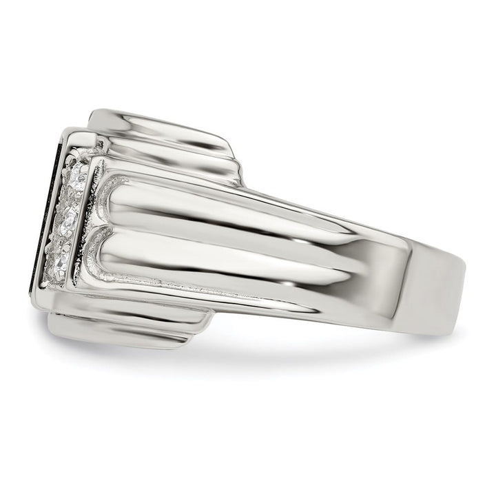 Sterling Silver CZ and Onyx Men's Ring
