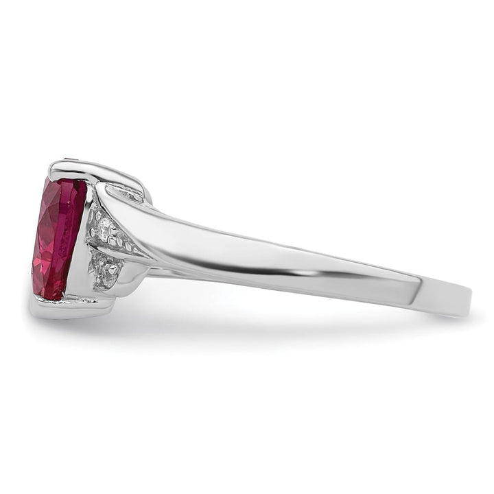 Sterling Silver CZ and Synthetic Ruby Heart Ring