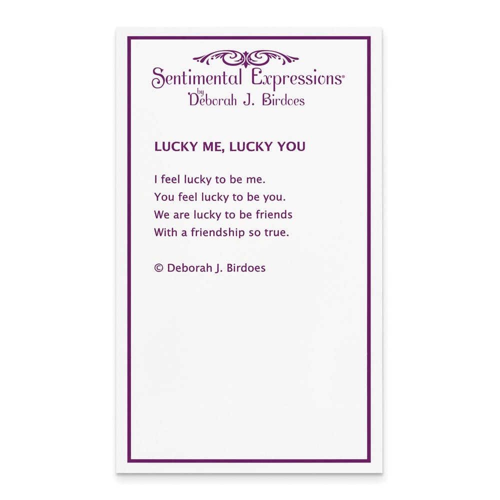 Sterling Silver CZ Antiqued Lucky Me Lucky You 18 inch Necklace