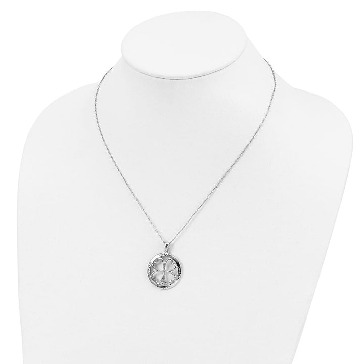 Sterling Silver CZ Antiqued Lucky Me Lucky You 18 inch Necklace