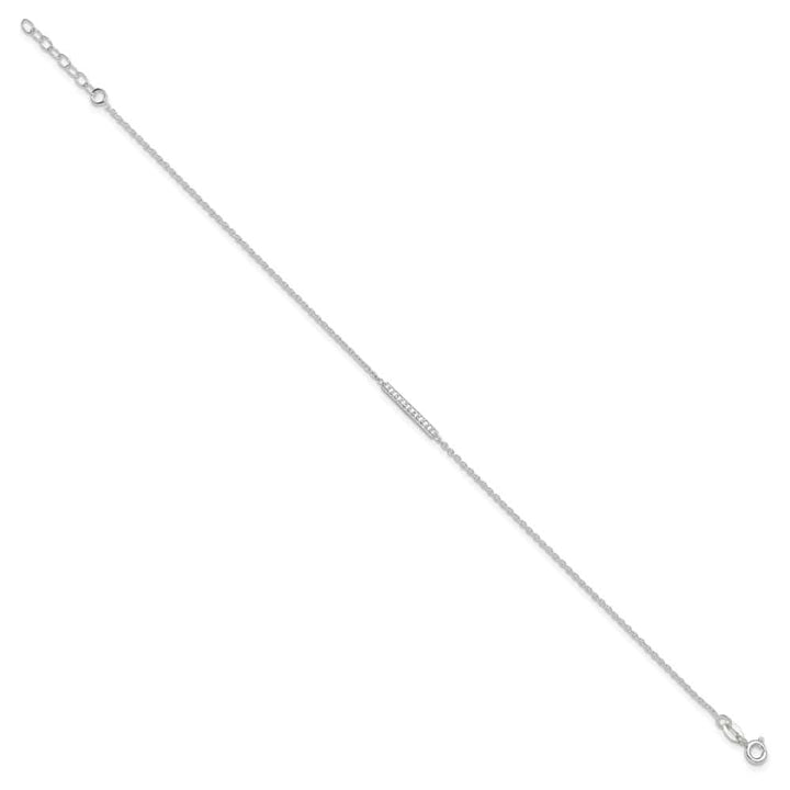 Sterling Silver CZ Bar Anklet