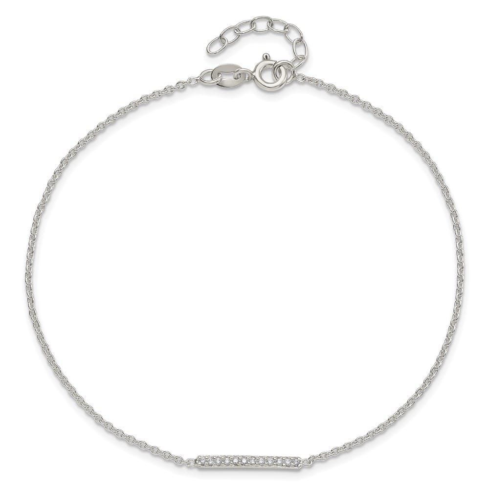Sterling Silver CZ Bar Anklet