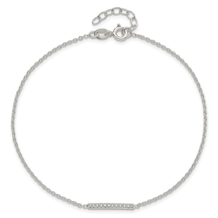 Sterling Silver CZ Bar Anklet