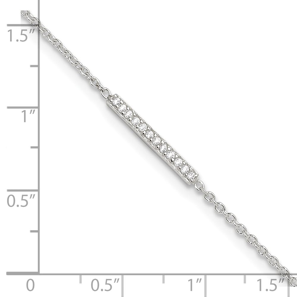 Sterling Silver CZ Bar Anklet