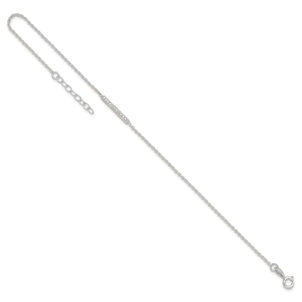 Sterling Silver CZ Bar Anklet